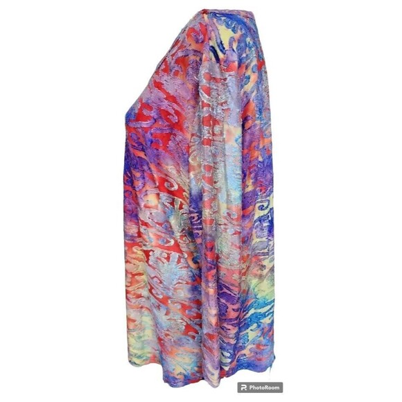 Calessa Colorful Top Size 1X NEW Boho Watercolor Artsy MSRP $59 Velvet Burnout - Picture 5 of 9
